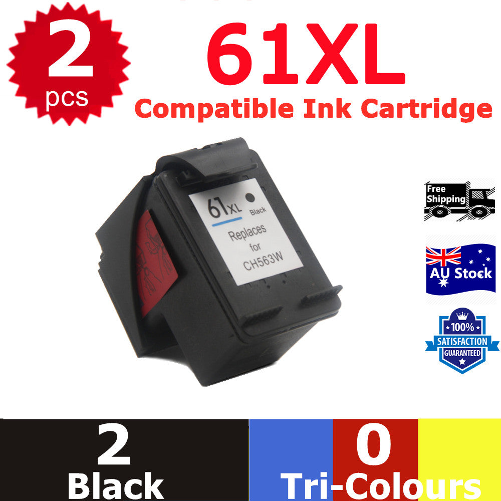 2x Generic 61XL 61 Black ONLY Ink For HP Deskjet 1000 1050 2050 3050 Envy 4500