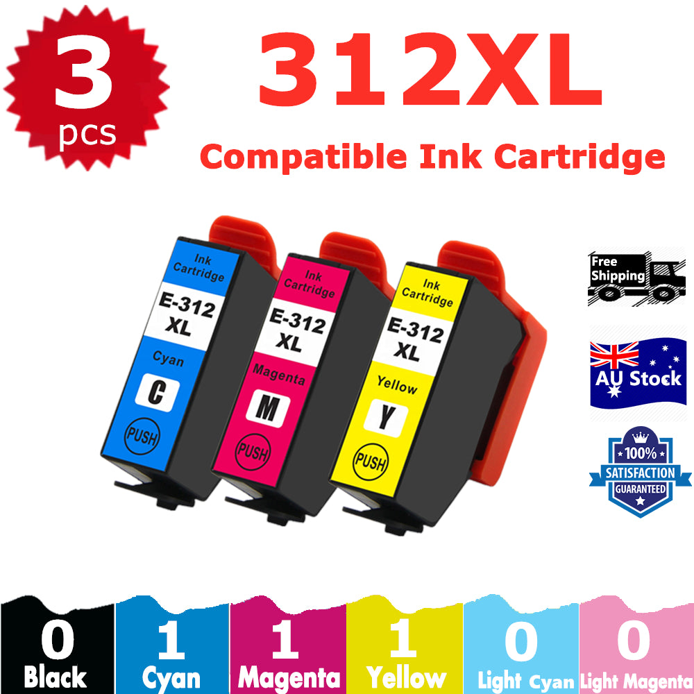 3 Pack InkSales Compatible Epson 312XL 314XL C13T183192 C13T183292 C13T183392 C13T183492 Ink Cartridge  (1C,1M,1Y)
