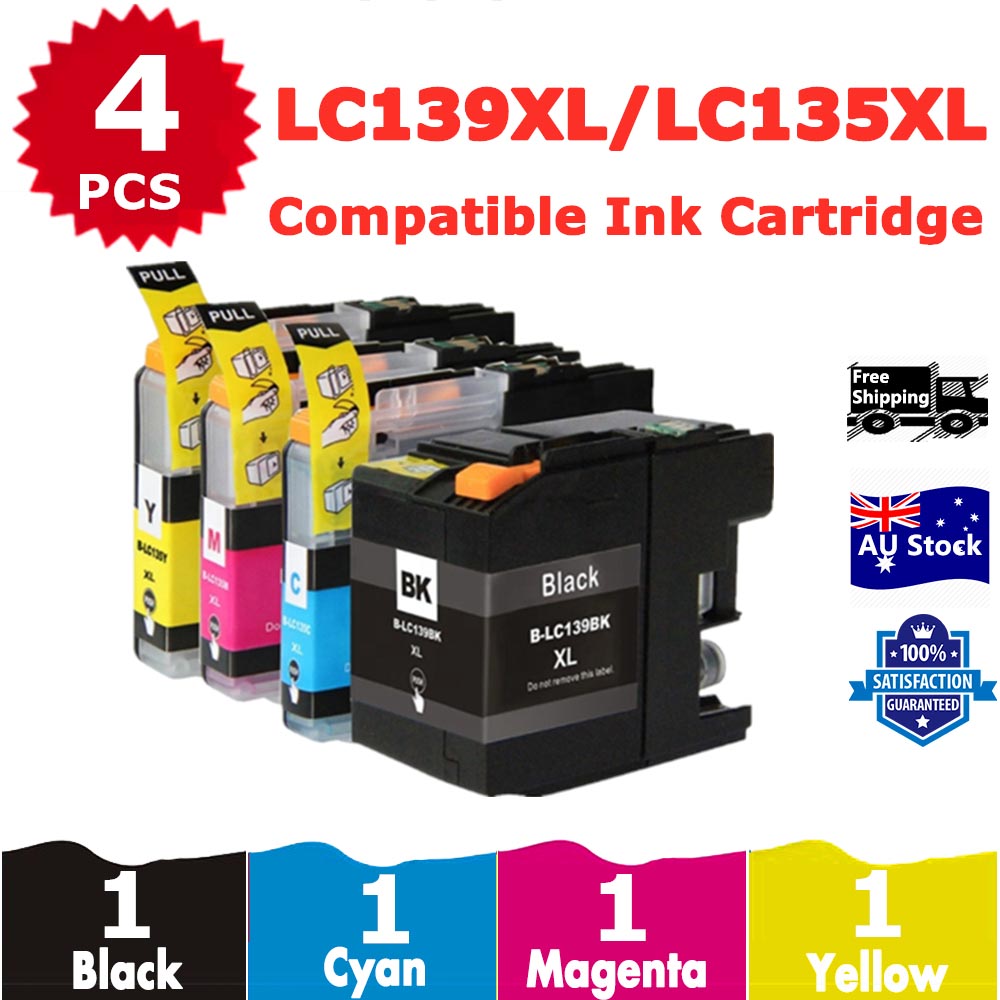 4 Pack InkSales Compatible Brother LC139XL LC135XL LC-139XL LC-135XL Ink Cartridge  (1BK,1C,1M,1Y)
