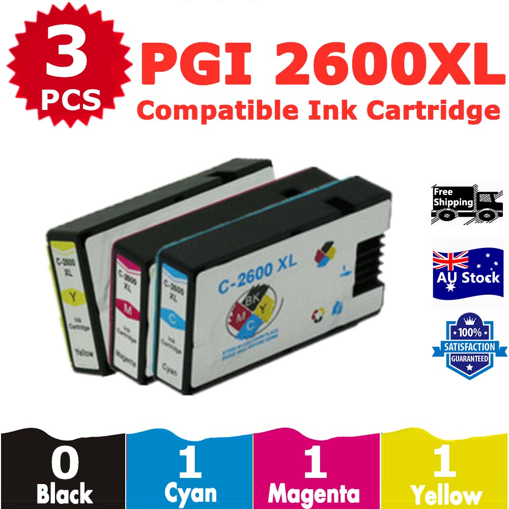 3 Pack InkSales Compatible Canon PGI2600XL PGI-2600XL Cyan Magenta Yellow Only Ink Cartridge  (1C,1M,1Y)