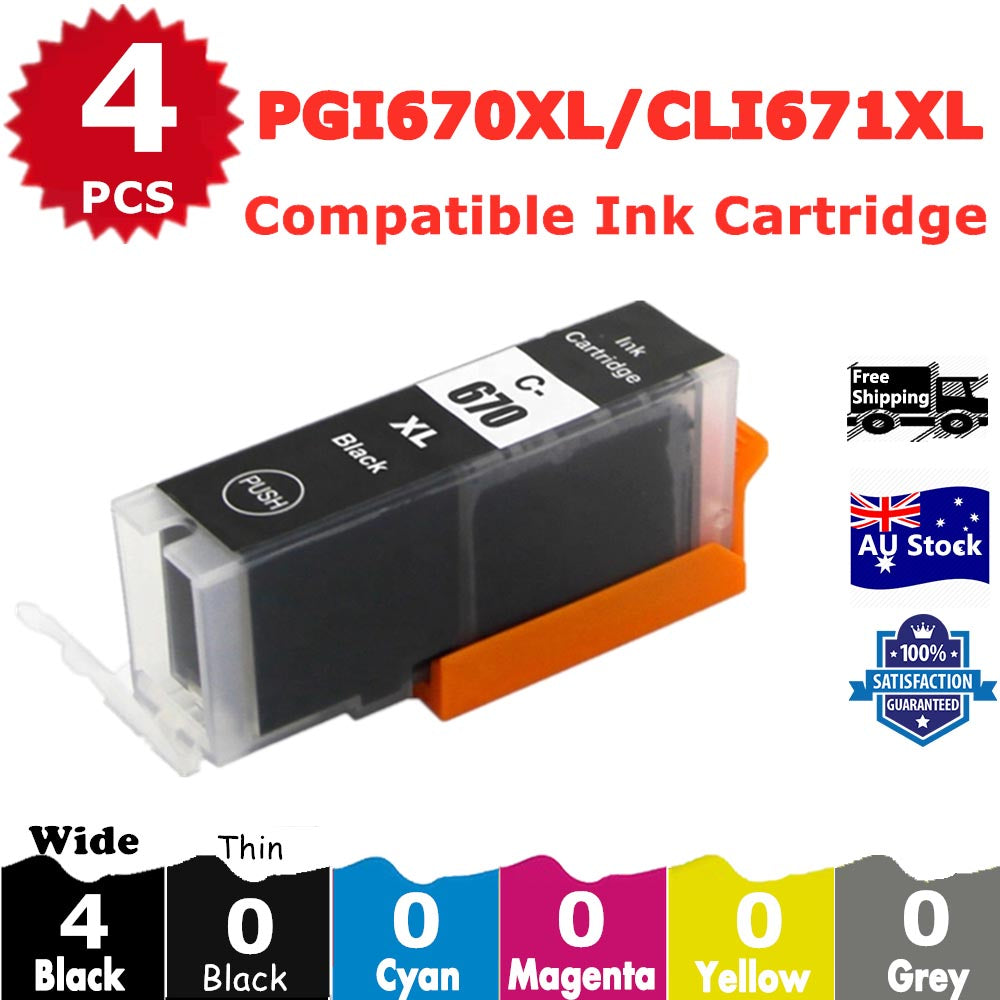 4 Pack InkSales Compatible Canon PGI670XL PGI-670XL Black Only Ink Cartridge  (4BK)