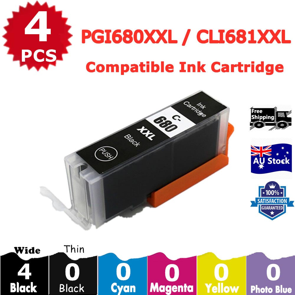 4 Pack InkSales Compatible Canon PGI680XXL PGI-680XXL Black Only Ink Cartridge  (4BK)