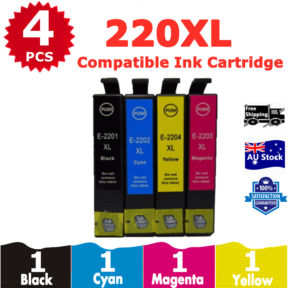 4 Pack InkSales Compatible Epson 220XL C13T294192 C13T294292 C13T294392 C13T294492 Ink Cartridge  (1BK,1C,1M,1Y)