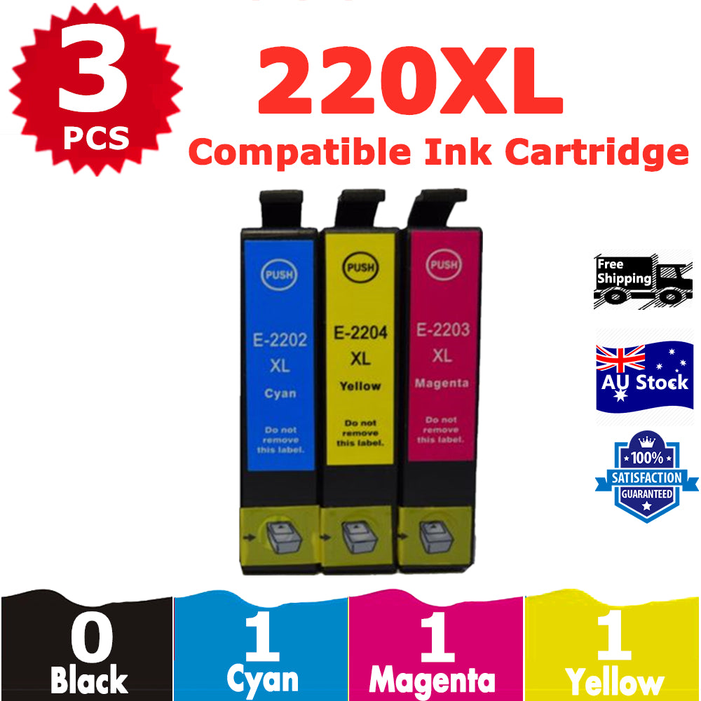 3 Pack InkSales Compatible Epson 220XL  C13T294292 C13T294392 C13T294492 Ink Cartridge  (1C,1M,1Y)