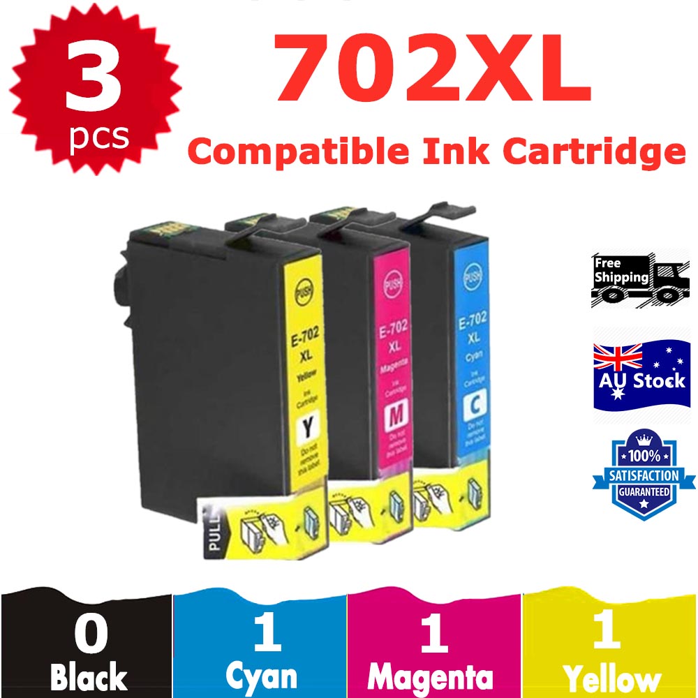 3 Pack InkSales Compatible Epson 702XL C13T345292 C13T345392 C13T345492 Ink Cartridge  (1C,1M,1Y)