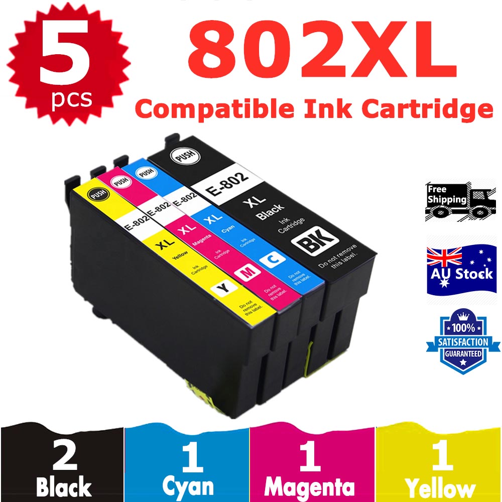 5 Pack InkSales Compatible Epson 802XL C13T356192 C13T356292 C13T356392 C13T356492 Ink Cartridge  (2BK,1C,1M,1Y)