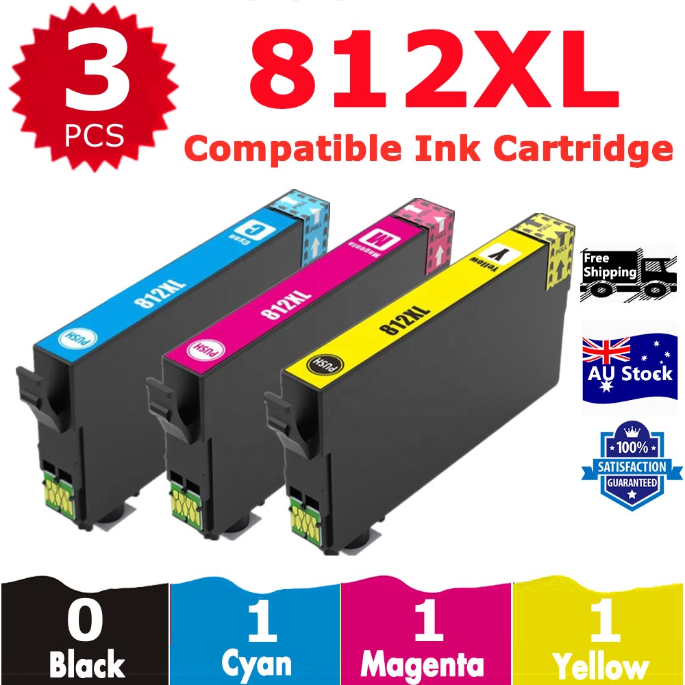 3 Pack InkSales Compatible Epson 812XL C13T05E292 C13T05E392 C13T05E492 Ink Cartridge  (1C,1M,1Y)