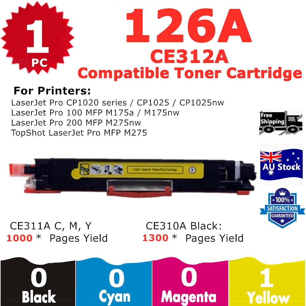 1 Pack InkSales HP 126A CE312A Yellow Only Compatible Toner Cartridge  (1Y)