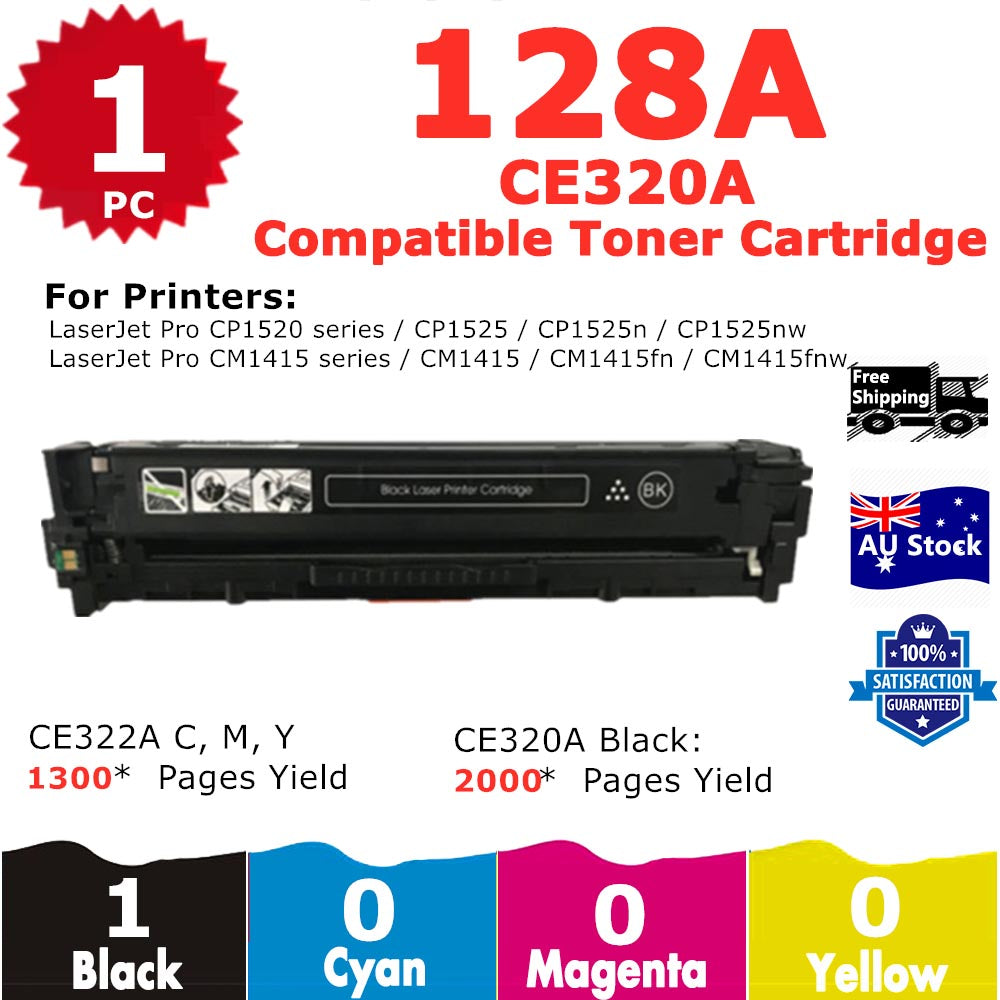 1 Pack InkSales HP 128A CF320A Black Only Compatible Toner Cartridge  (1BK)