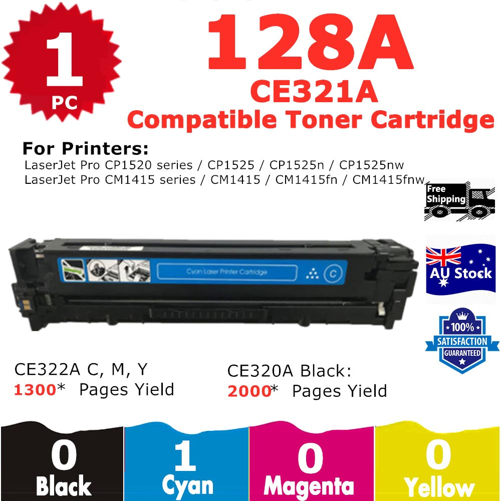 1 Pack InkSales HP 128A CF321A Cyan Only Compatible Toner Cartridge  (1C)