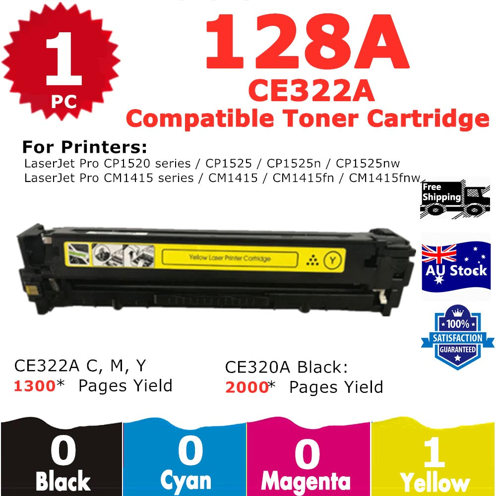 1 Pack InkSales HP 128A CF322A Yellow Only Compatible Toner Cartridge  (1Y)