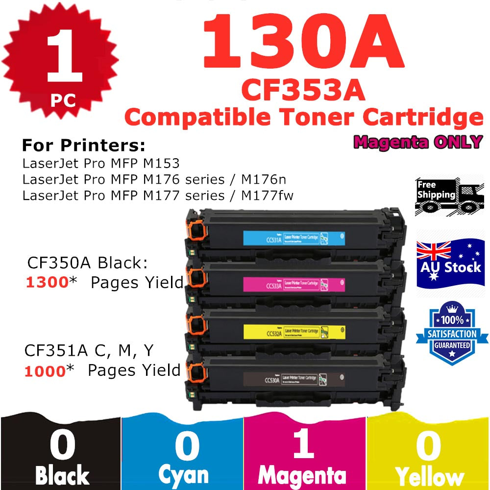 1 Pack InkSales HP 130A CF353A Magenta Only Compatible Toner Cartridge  (1M)