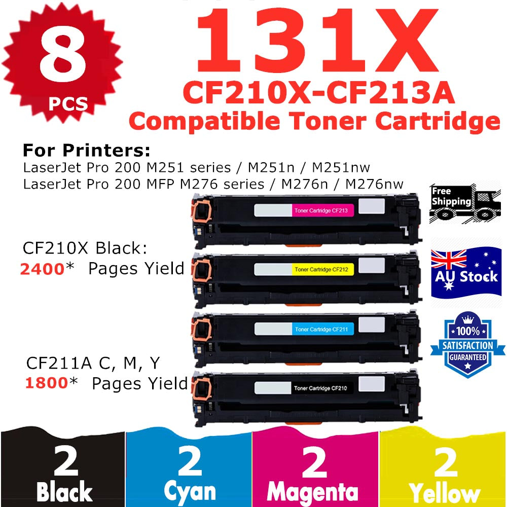 8 Pack InkSales HP 131X CF210X 131A CF211A CF212A CF213A Compatible Toner Cartridge  (2BK,2C,2M,2Y)