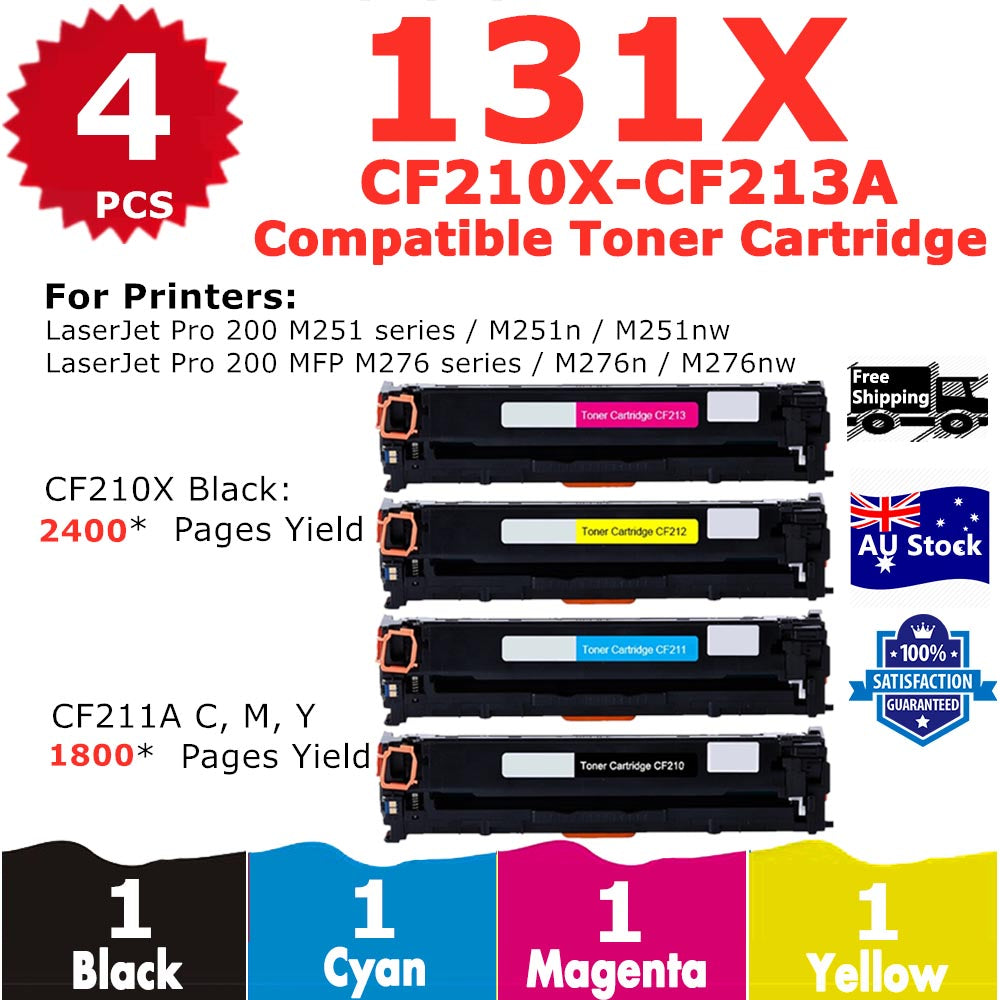 4 Pack InkSales HP 131X CF210X 131A CF211A CF212A CF213A Compatible Toner Cartridge  (1BK,1C,1M,1Y)