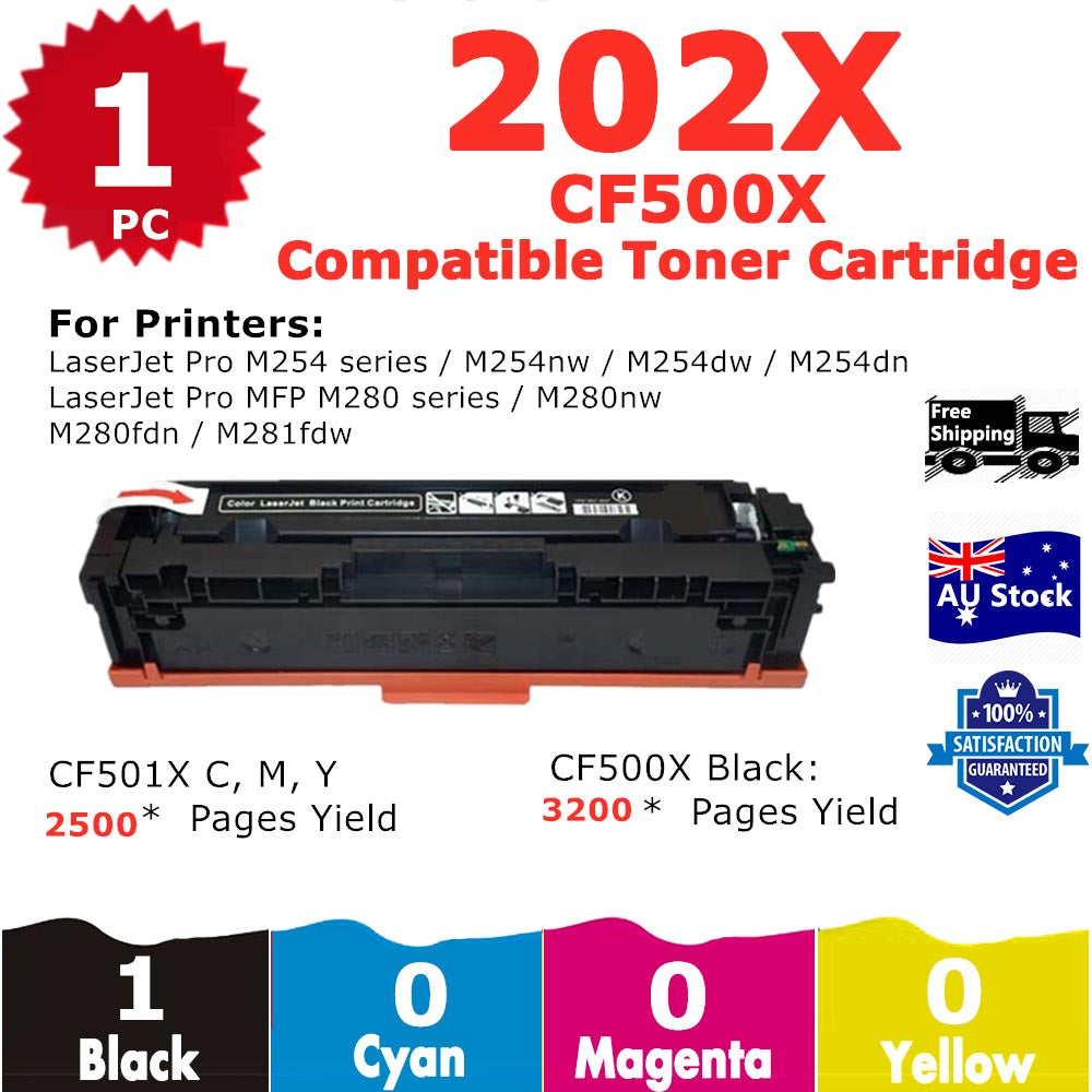 1 Pack InkSales HP 202X CF500X Black Only Compatible Toner Cartridge  (1BK)