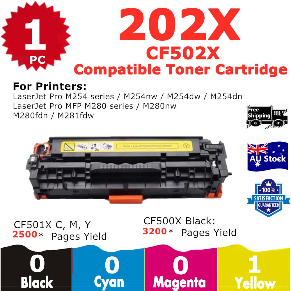 1 Pack InkSales HP 202X CF502X Yellow Only Compatible Toner Cartridge  (1Y)