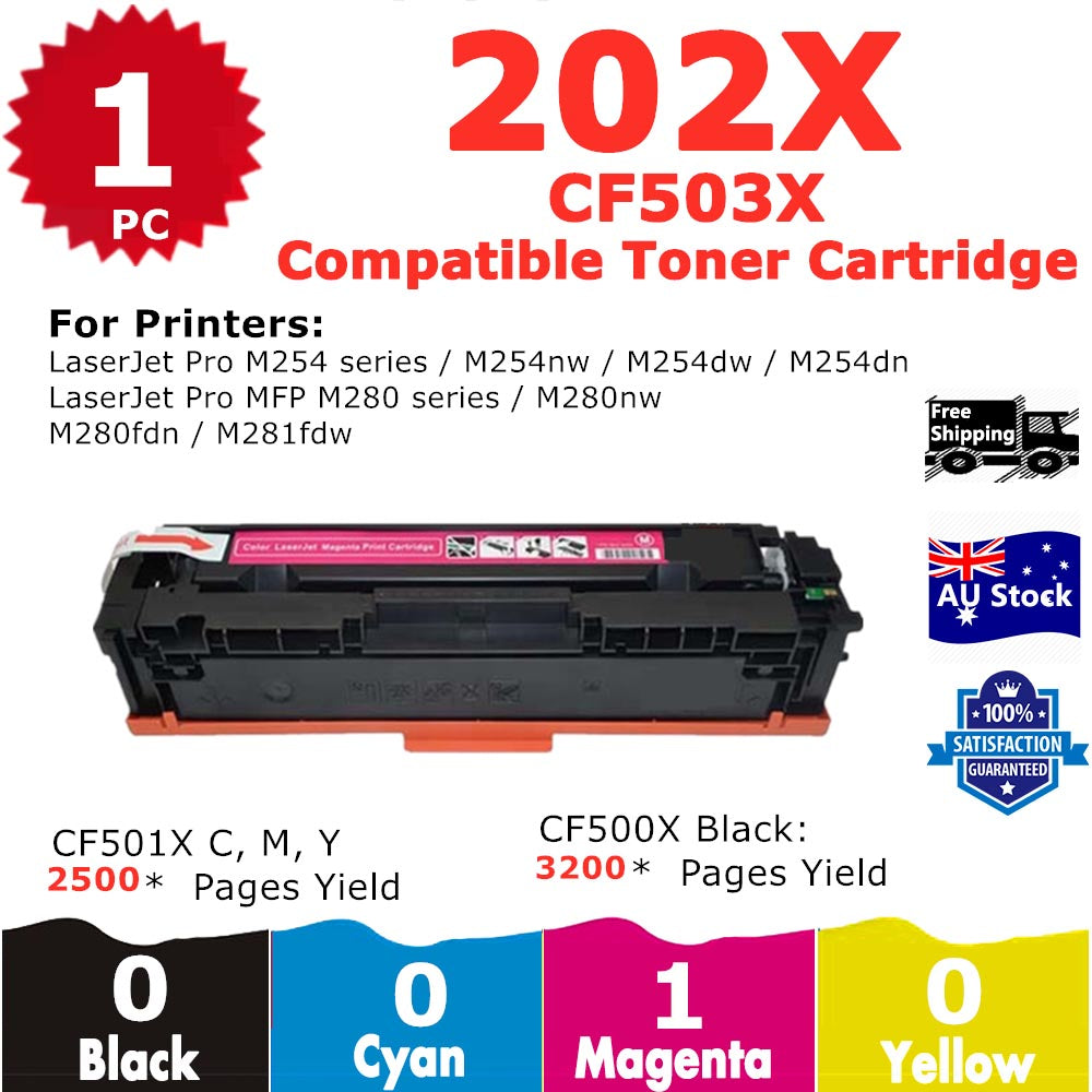 1 Pack InkSales HP 202X CF503X Magenta Only Compatible Toner Cartridge  (1M)