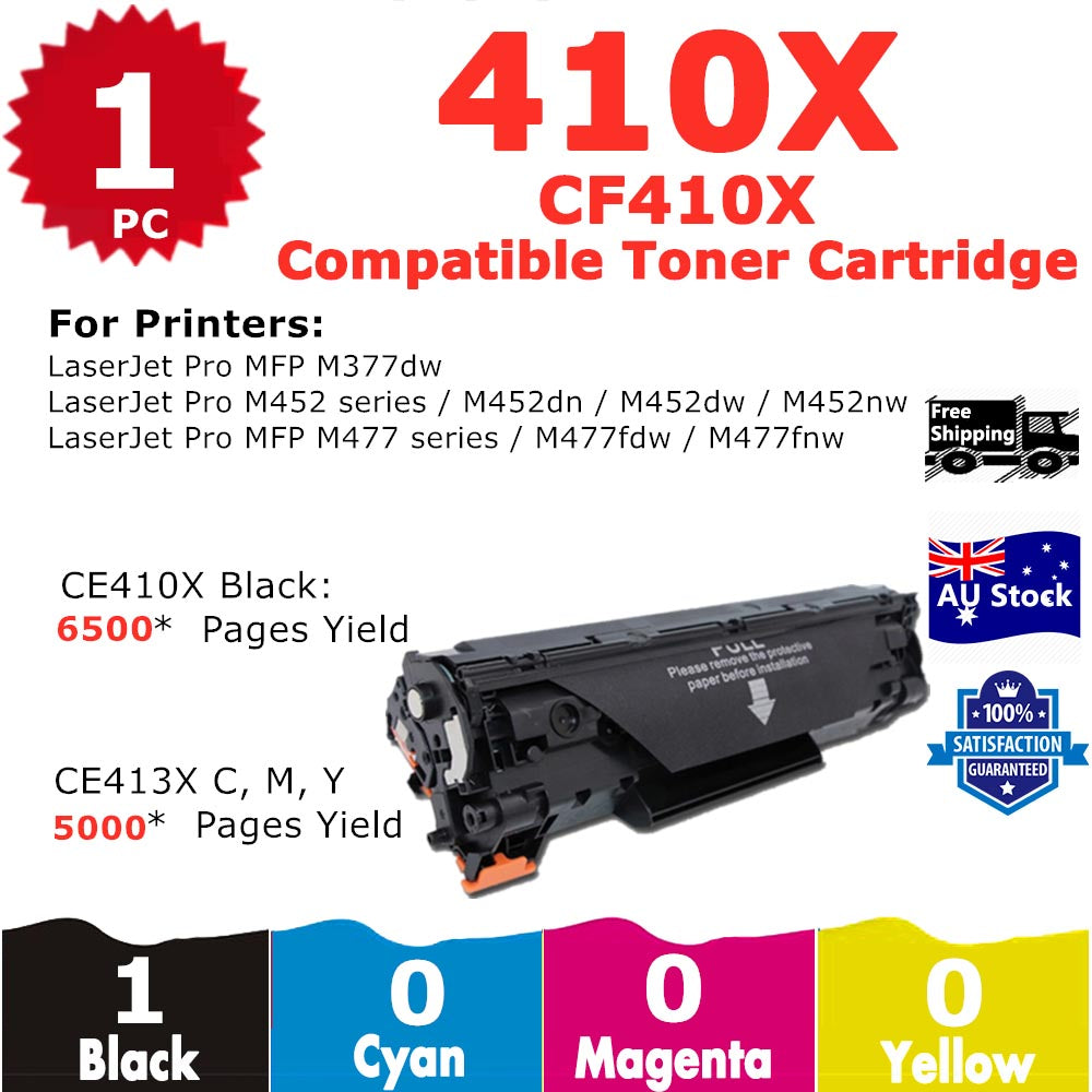 1 Pack InkSales HP 410X CF410X Black Only Compatible Toner Cartridge  (1BK)