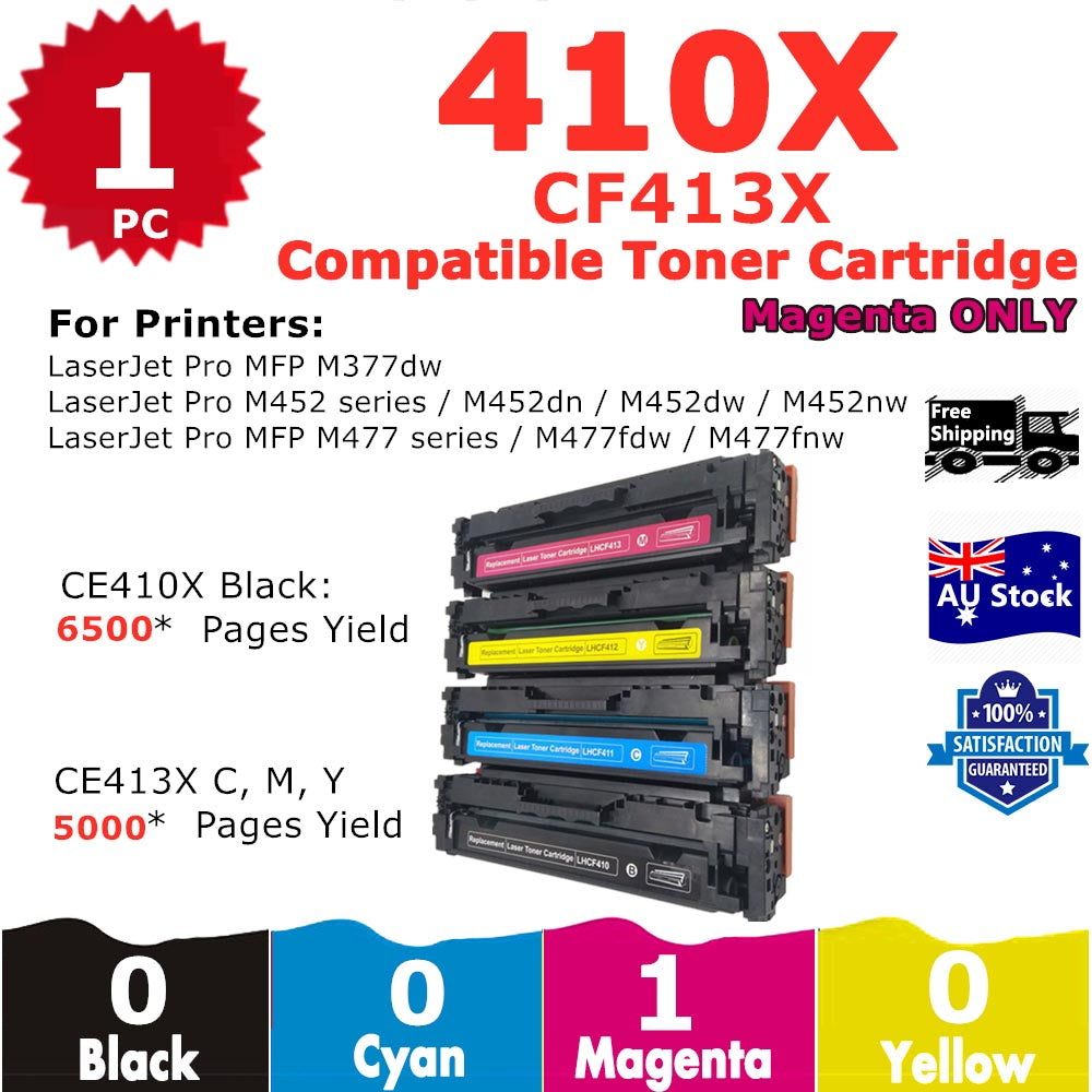 1 Pack InkSales HP 410X CF413X Magenta Only Compatible Toner Cartridge  (1M)
